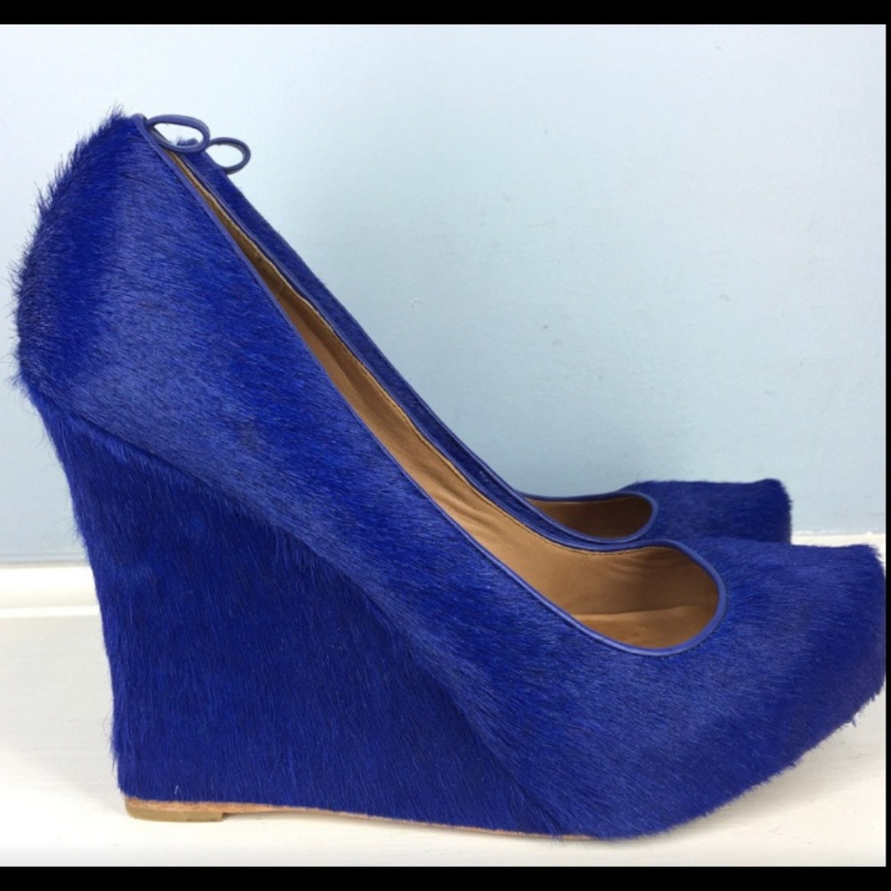 ANN TAYLOR Colbat Blue Wedge Platform heels 8 hair